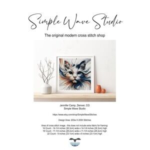 Cat Colorful Full Cover Counted Cross Stitch Pattern‎ Leaflet Chart